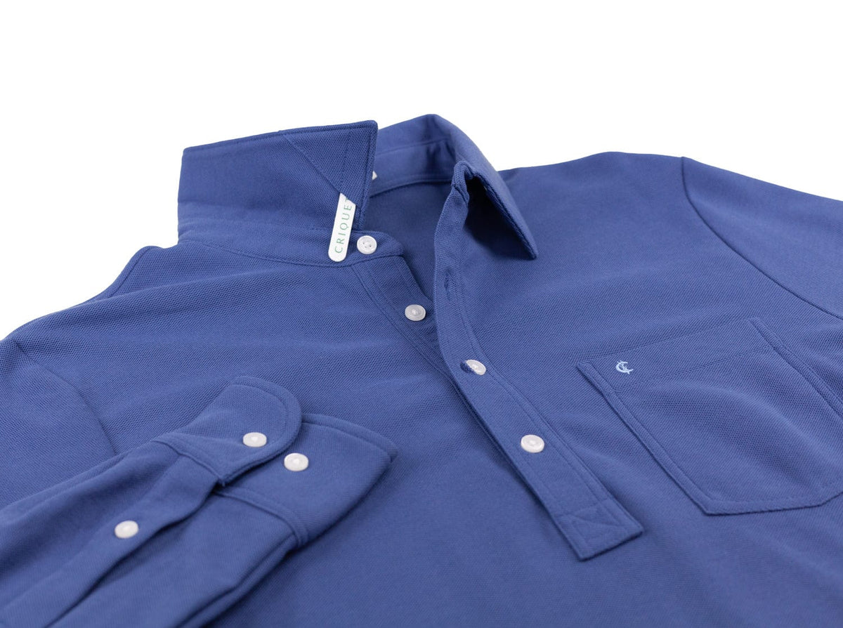 Criquet Slim Fit Long Sleeve Players Shirt in River City, view 3