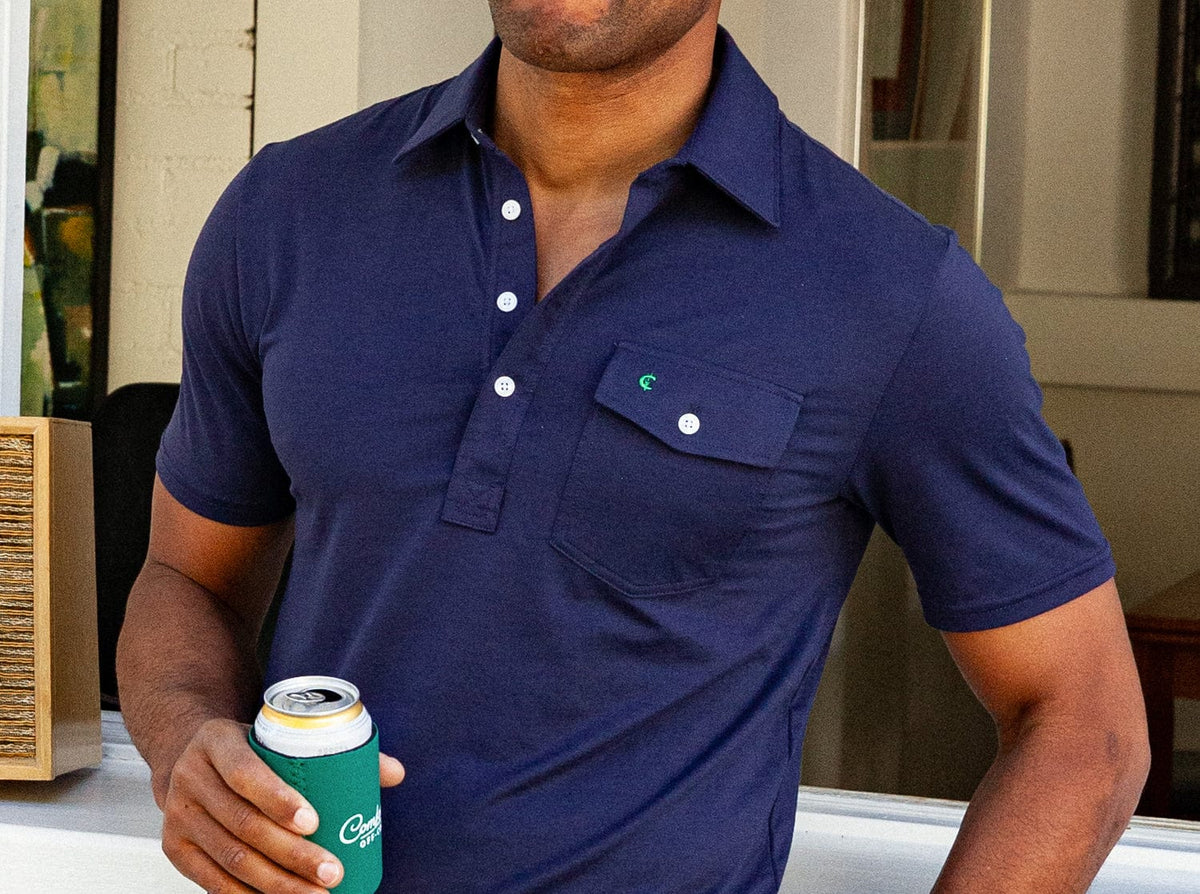 Criquet Performance Players Shirt in Nassau Navy, view 2