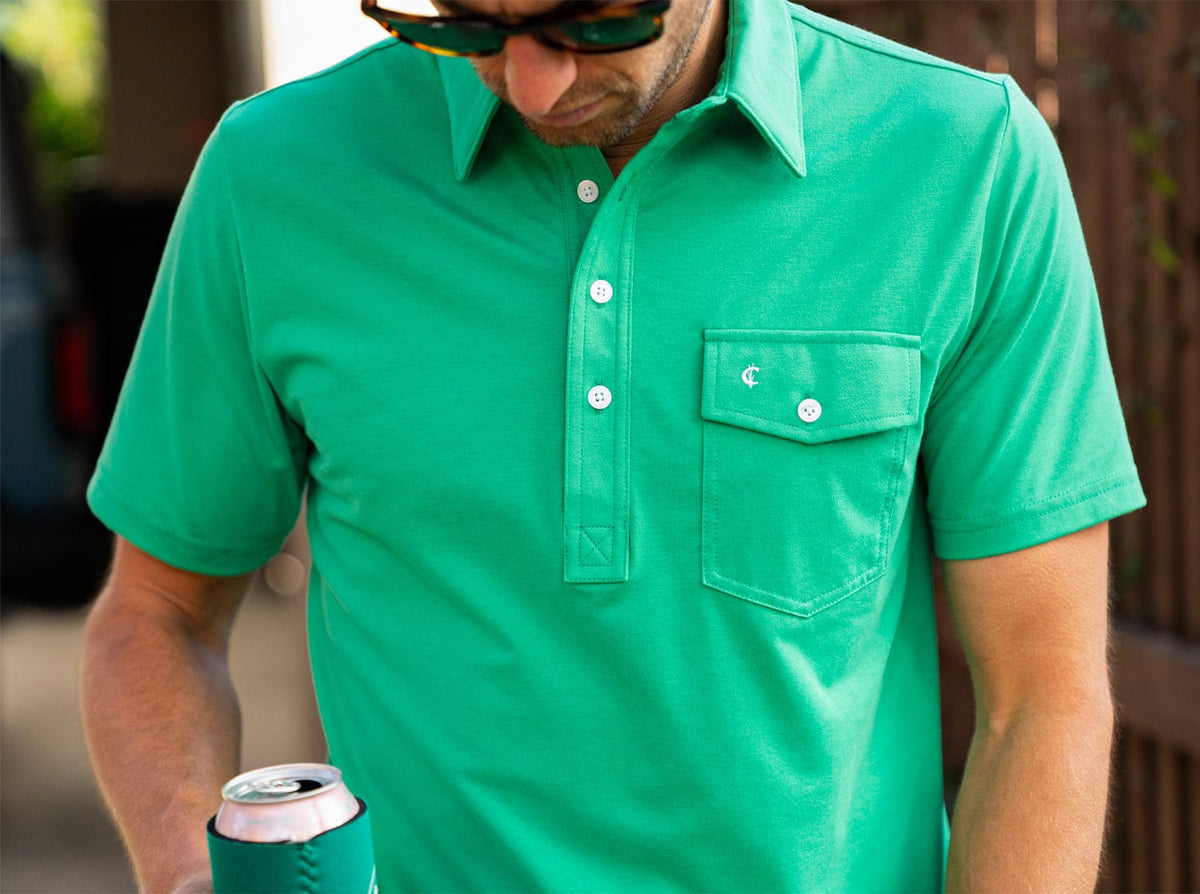 Criquet Performance Players Shirt in Golf Green, view 11