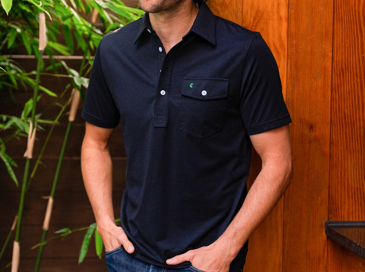 Criquet Performance Players Shirt in Black, view 2