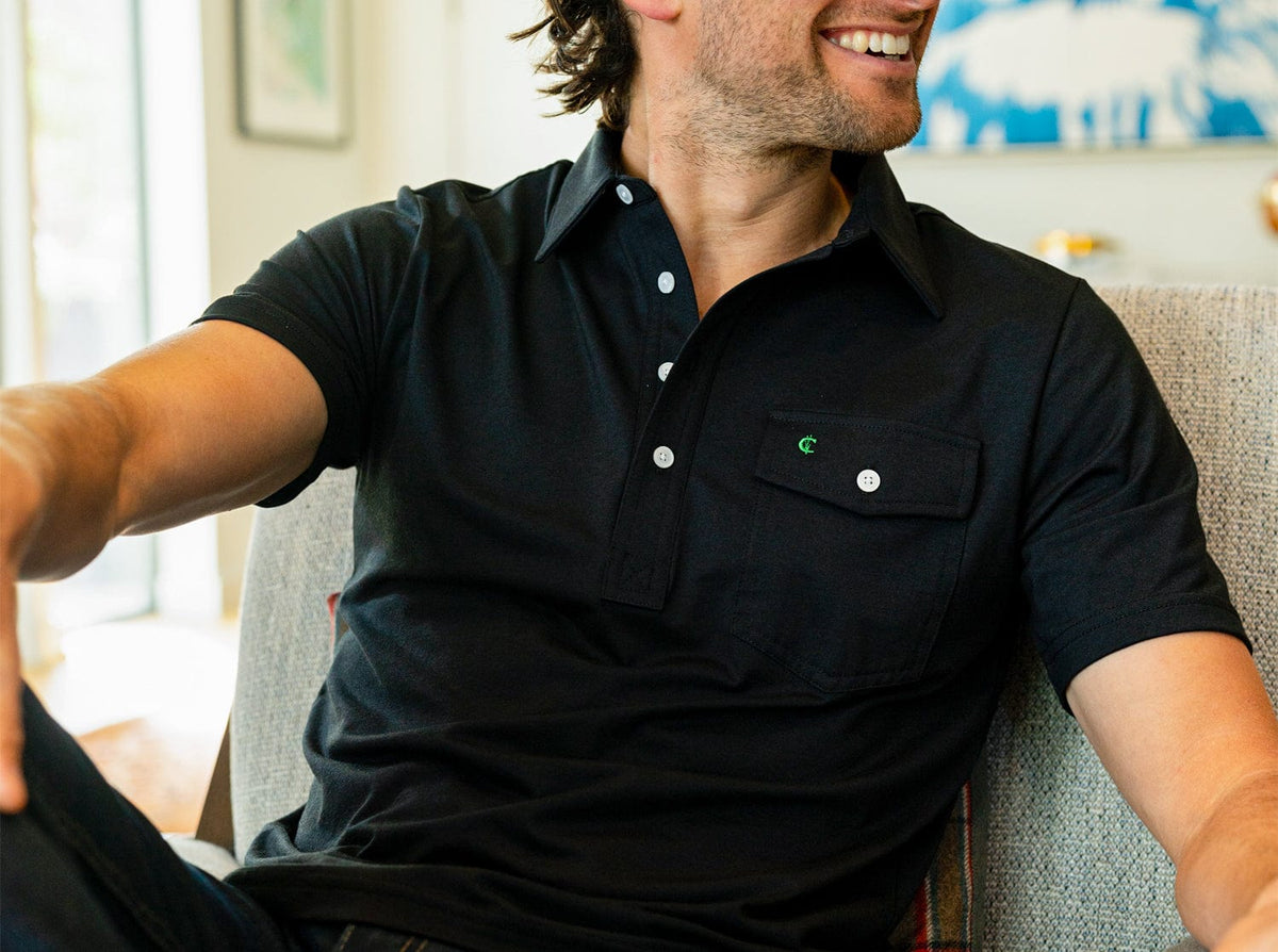 Criquet Performance Players Shirt in Black, view 7