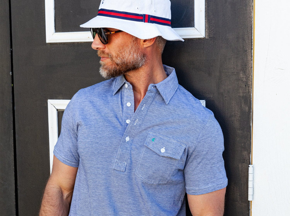 Criquet Classic Players Shirt in Navy Microstripe, view 1