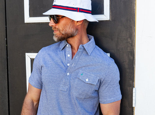 Criquet Classic Players Shirt in Navy Microstripe, view 1