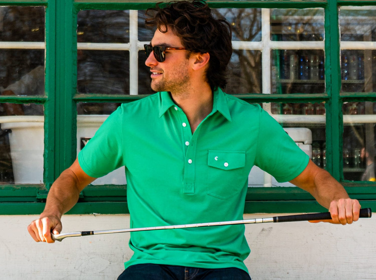 Criquet Performance Players Shirt in Golf Green, view 12