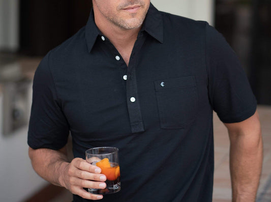 Criquet Top-Shelf Players Shirt in Black Top, lifestyle photo